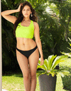 Becca bikini top has a vintage crop top design with a fashion forward scooped neckline and modified racerback.  